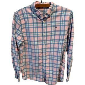 Vineyard Vines Flannel Plaid Button-up Shirt Boys Size LARGE (16) Whale Cotton